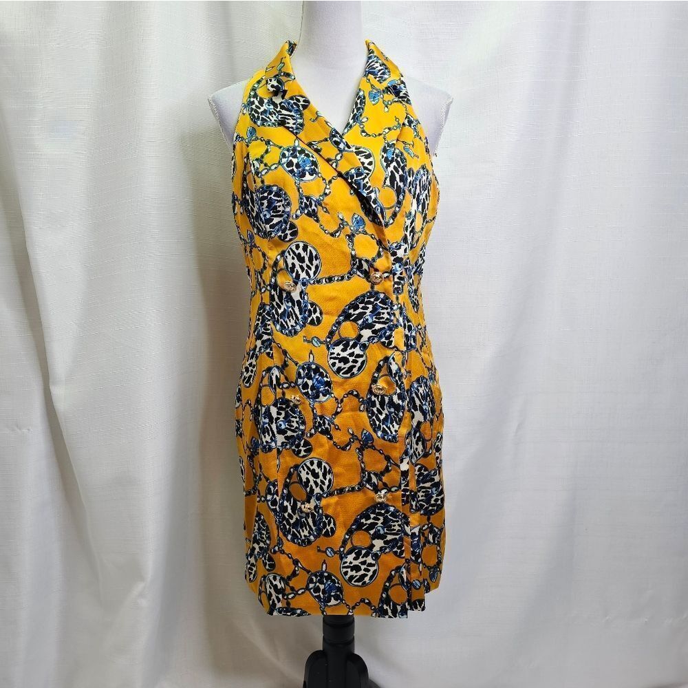The Sang Golden Yellow Sleeveless Button Front Midi Dress Size Large